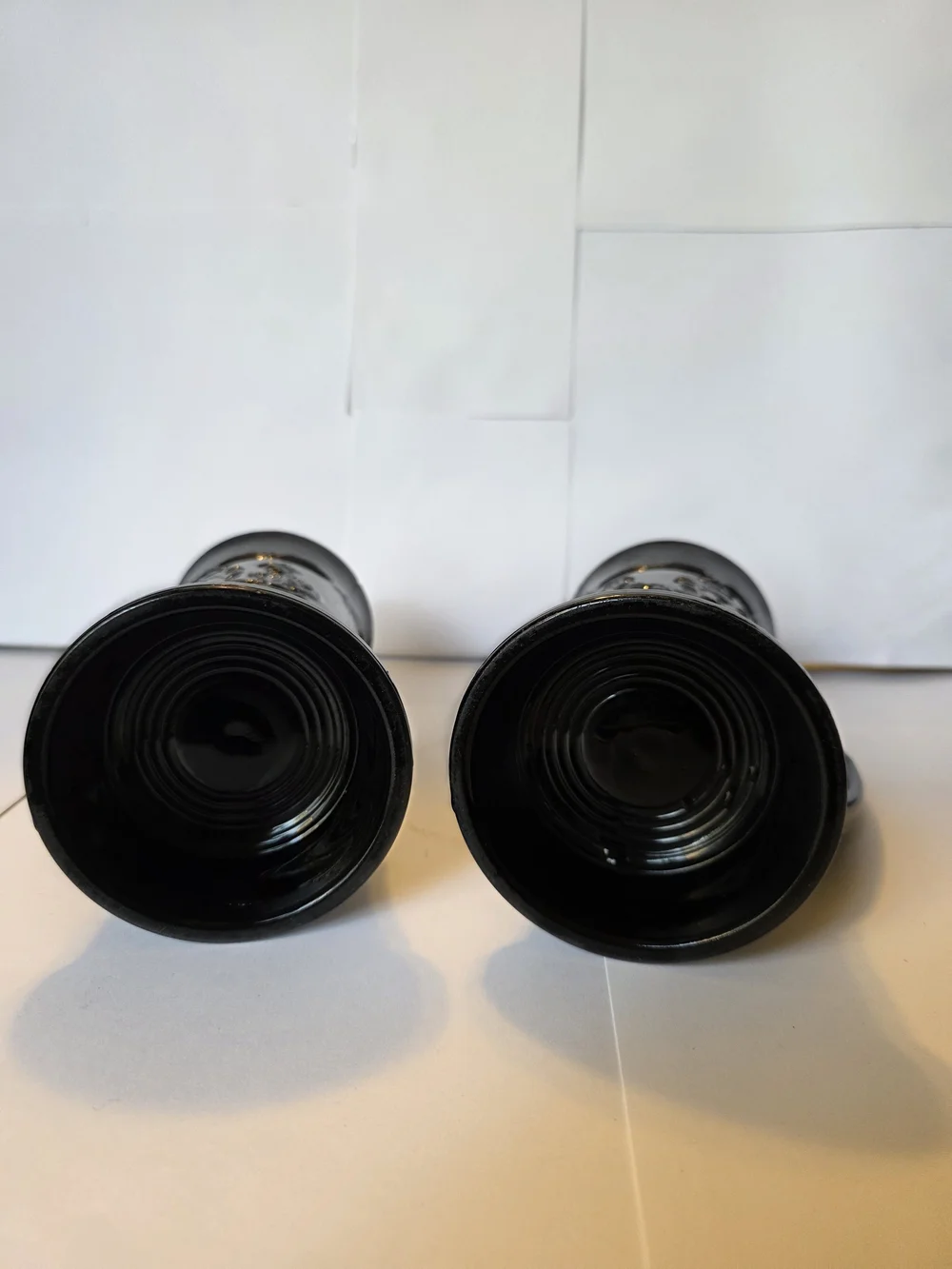 Vintage Tiara Indiana Glass Black Amethyst Tavern Scene Beer Mug Set of 2